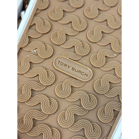 Tory Burch Beaded Slides Sandals Peach Nude Size 8 Rubber Pool Vacation Summer - Picture 10 of 13